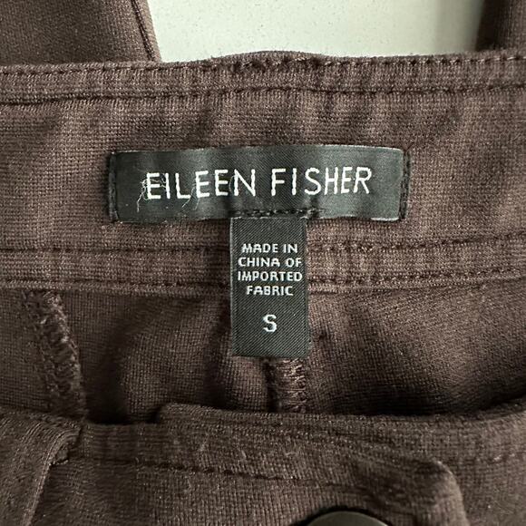 Eileen Fisher Rayon Blend Flat Front Wide Leg Brown Office Workwear Pants S - Picture 7 of 8